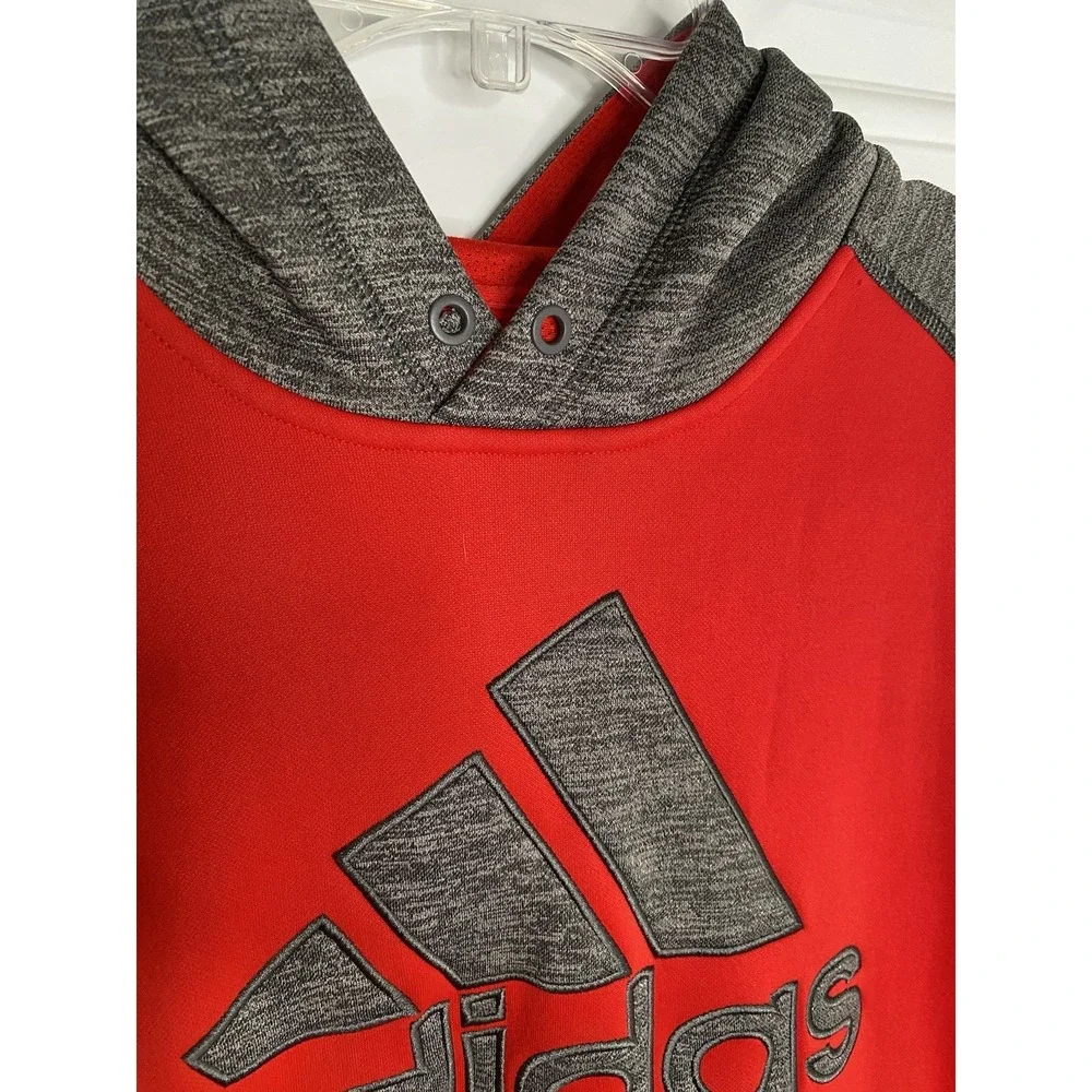 Adidas Climawarm Men's Medium Red & Gray Pullover Hoodie Jacket Sweatshirt